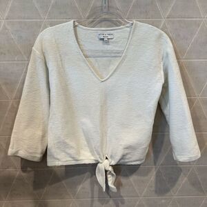 Madewell long sleeve ivory cream tie front top S